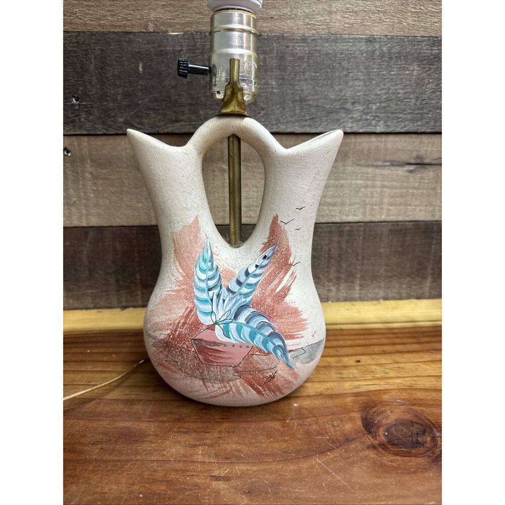 Art Pottery Wedding Vase Native American Navajo Signed Handpainted Table Lamp
